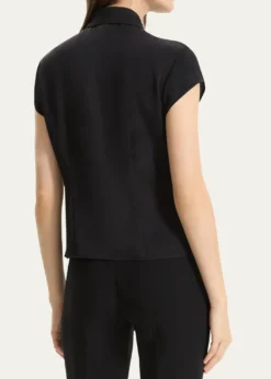 TheoryCap-Sleeve Modern Silk Georgette Blouse
