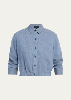 TheoryCropped Button-Front Shirt