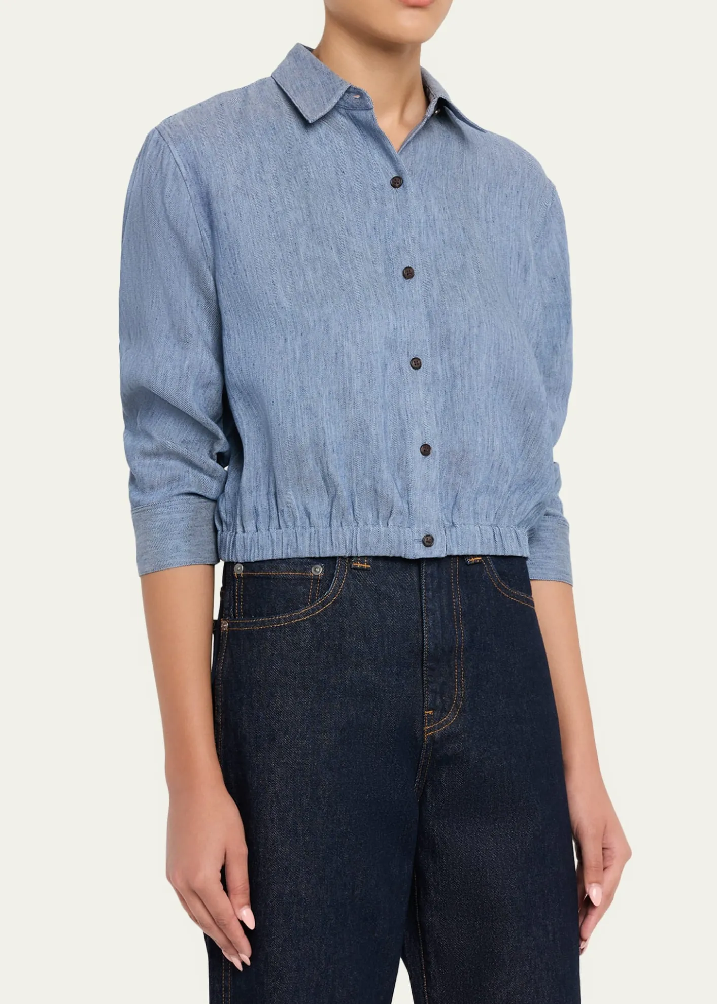 TheoryCropped Button-Front Shirt