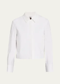 TheoryCropped Linen-Blend Shirt Jacket