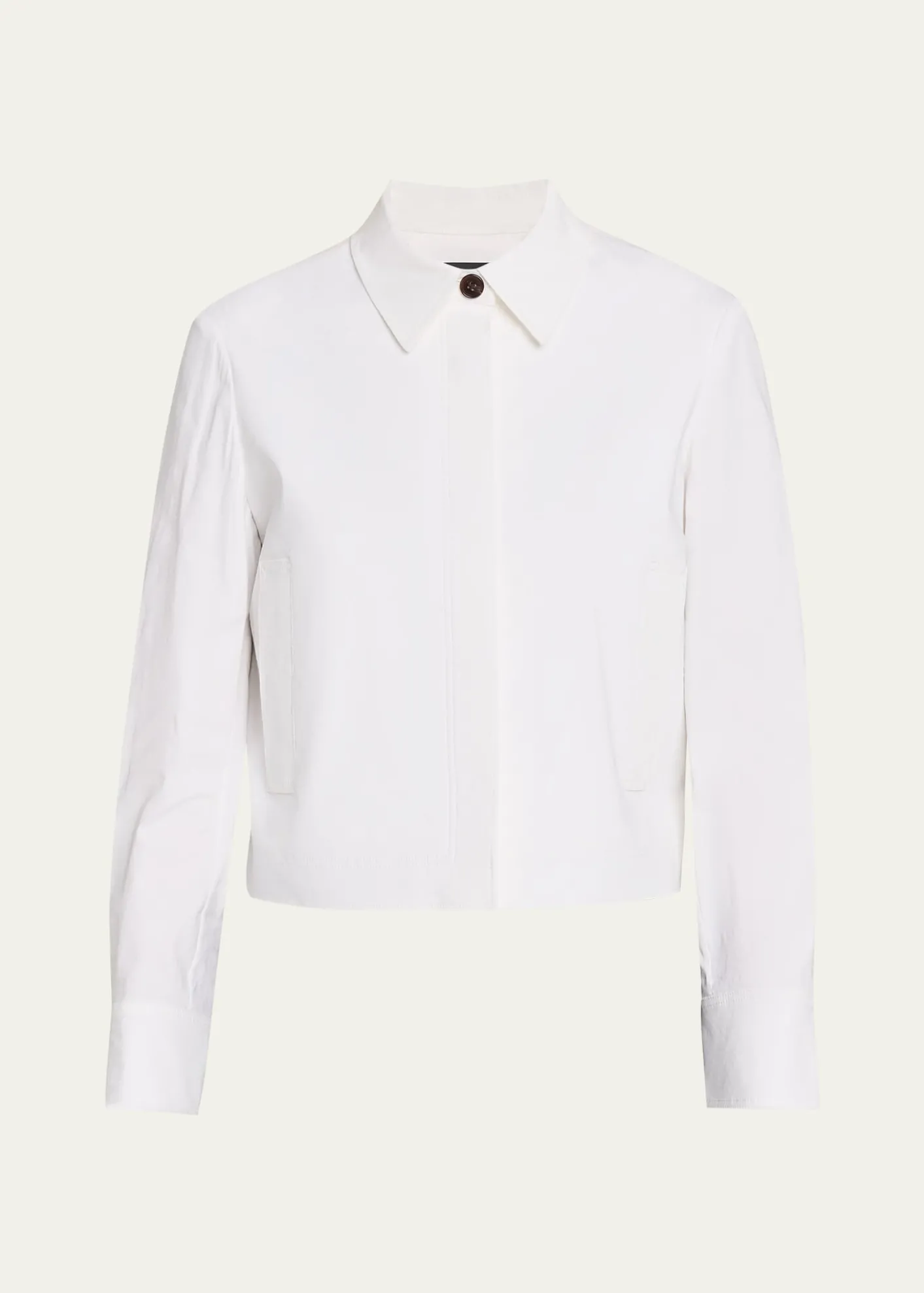 TheoryCropped Linen-Blend Shirt Jacket