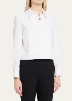 TheoryCropped Linen-Blend Shirt Jacket