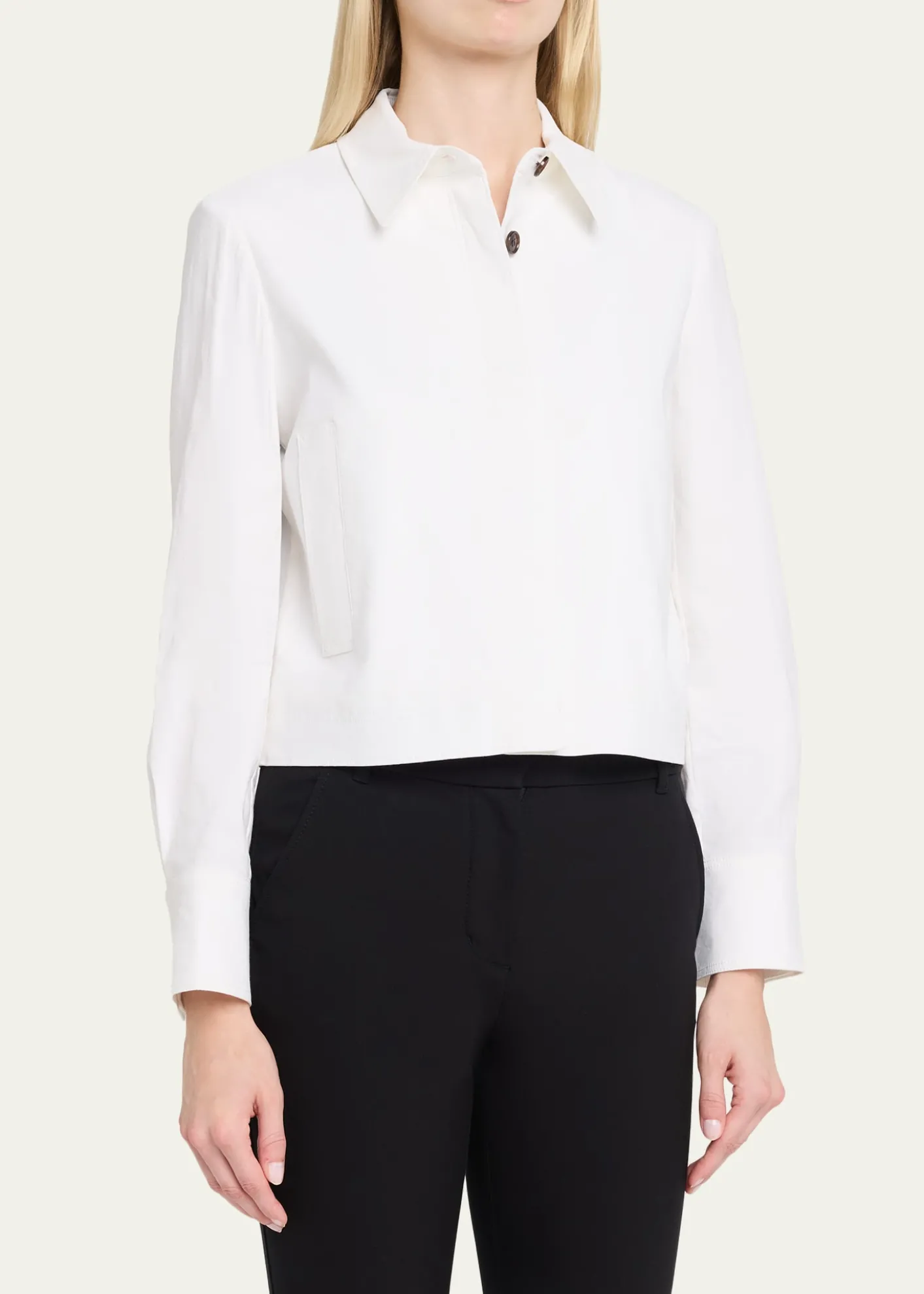 TheoryCropped Linen-Blend Shirt Jacket