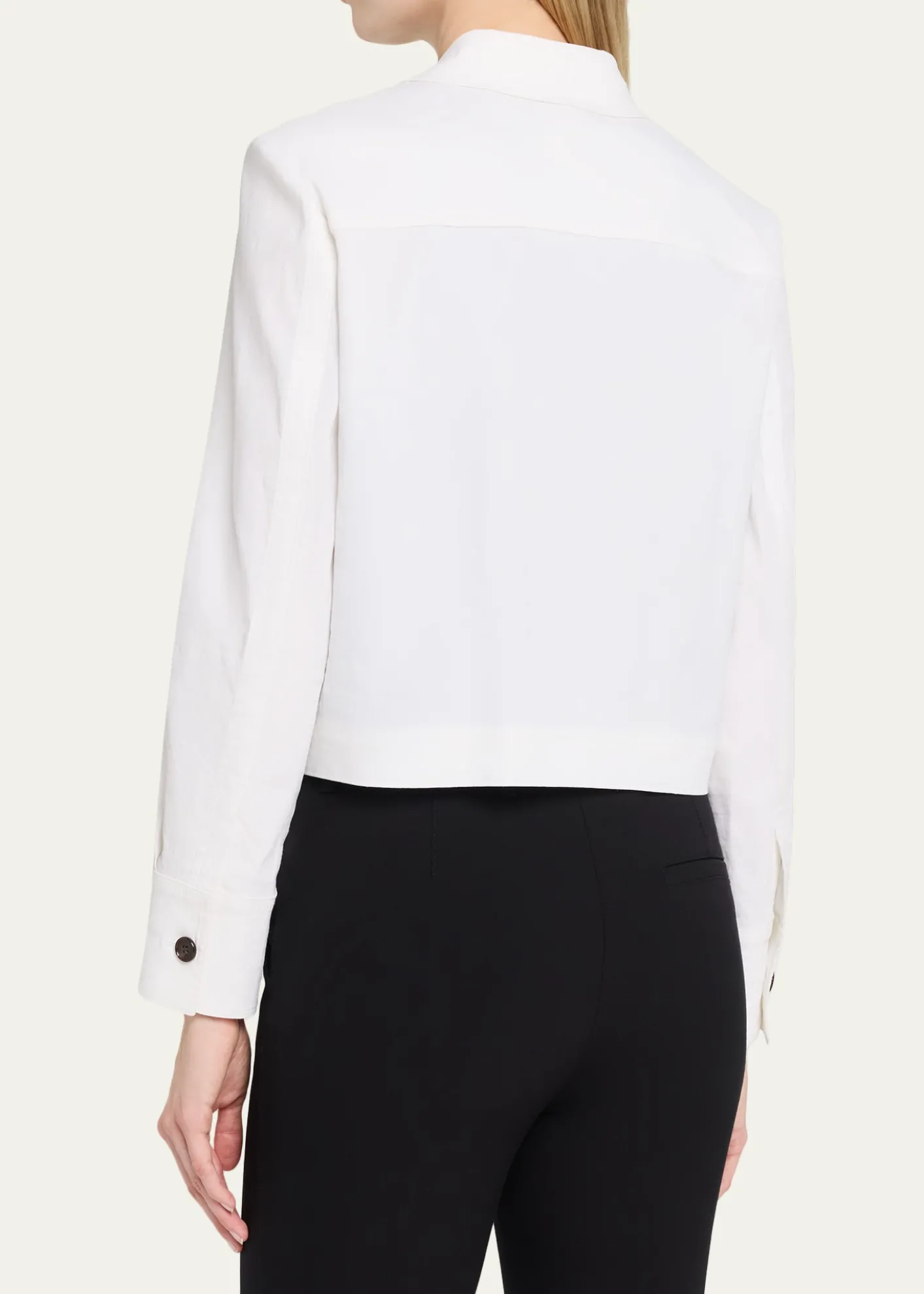 TheoryCropped Linen-Blend Shirt Jacket
