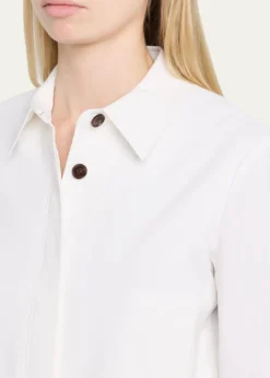 TheoryCropped Linen-Blend Shirt Jacket