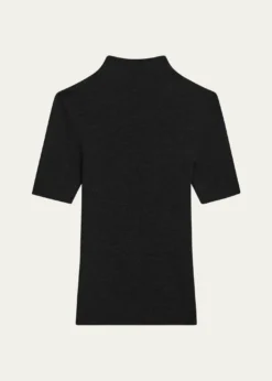 TheoryLeenda Regal Merino Wool Short-Sleeve Mock-Neck Top