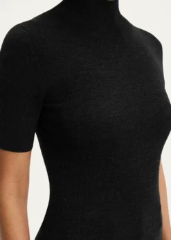 TheoryLeenda Regal Merino Wool Short-Sleeve Mock-Neck Top