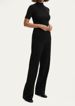 TheoryLeenda Regal Merino Wool Short-Sleeve Mock-Neck Top