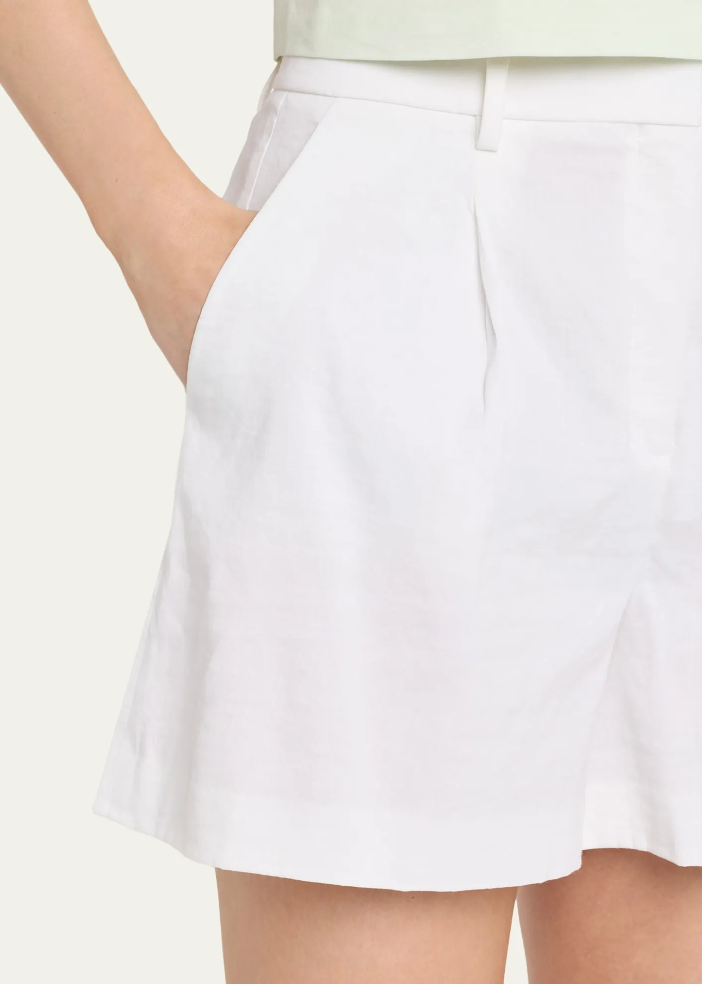 TheoryPleated A-Line Linen-Blend Shorts
