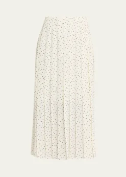 TheoryPleated Polka Dot Wrap Skirt