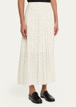TheoryPleated Polka Dot Wrap Skirt
