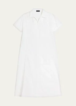 TheoryShort-Sleeve Poplin Popover Maxi Dress