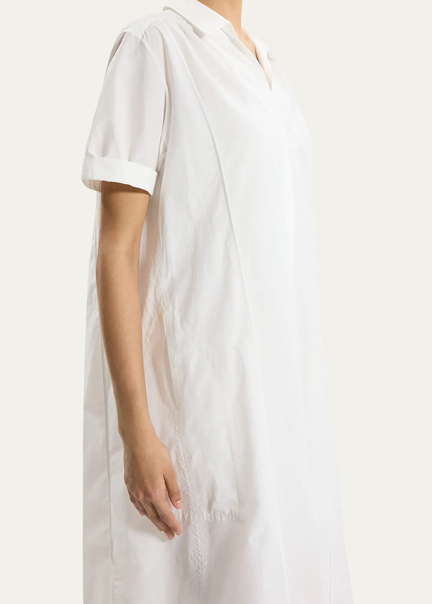 TheoryShort-Sleeve Poplin Popover Maxi Dress