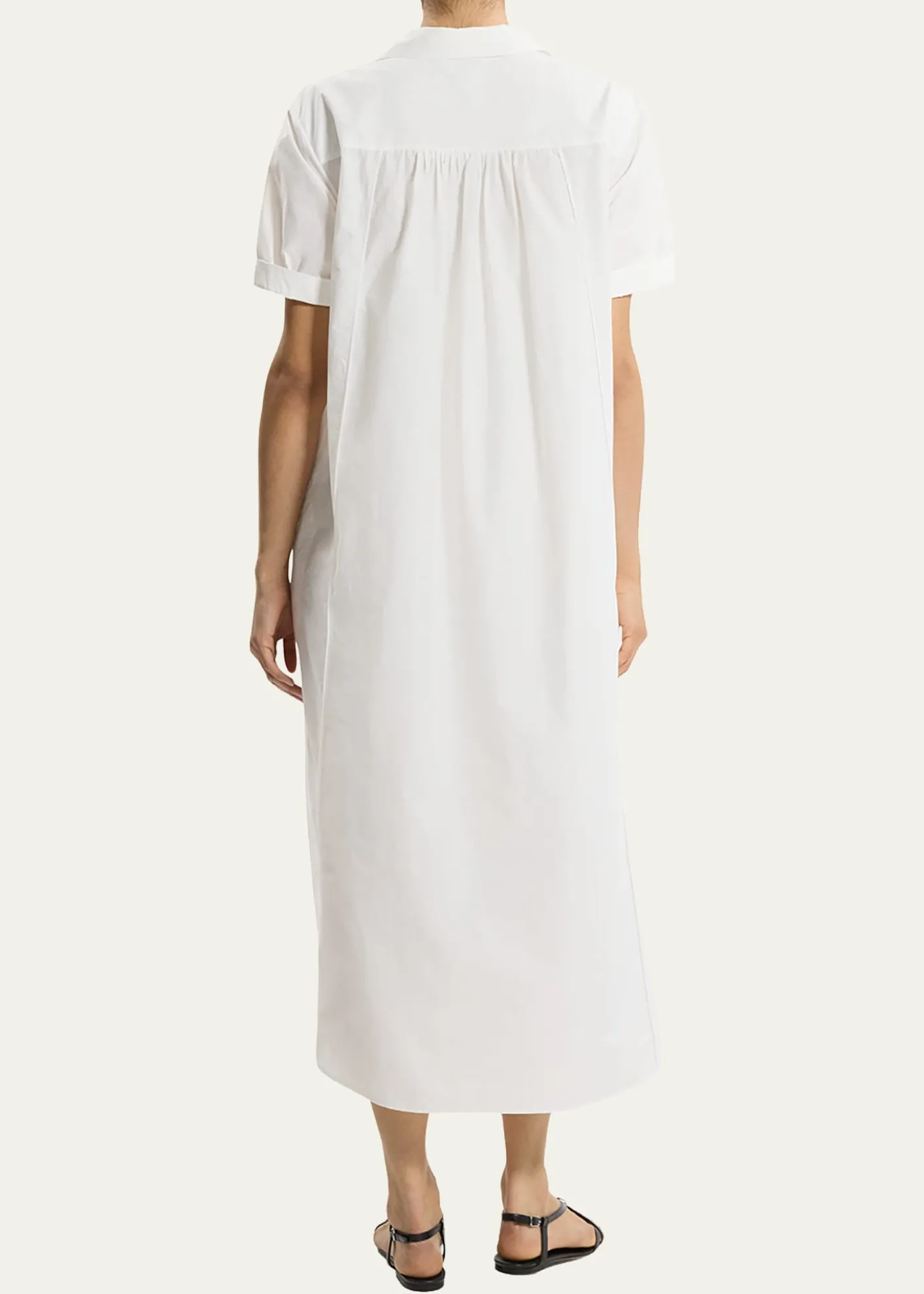 TheoryShort-Sleeve Poplin Popover Maxi Dress