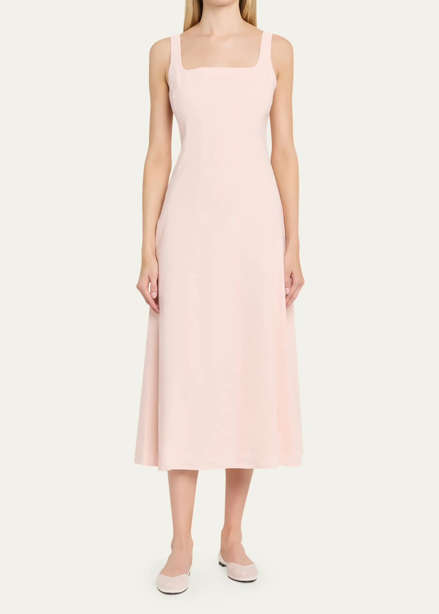 TheorySleeveless Square-Neck Seamed Midi Dress