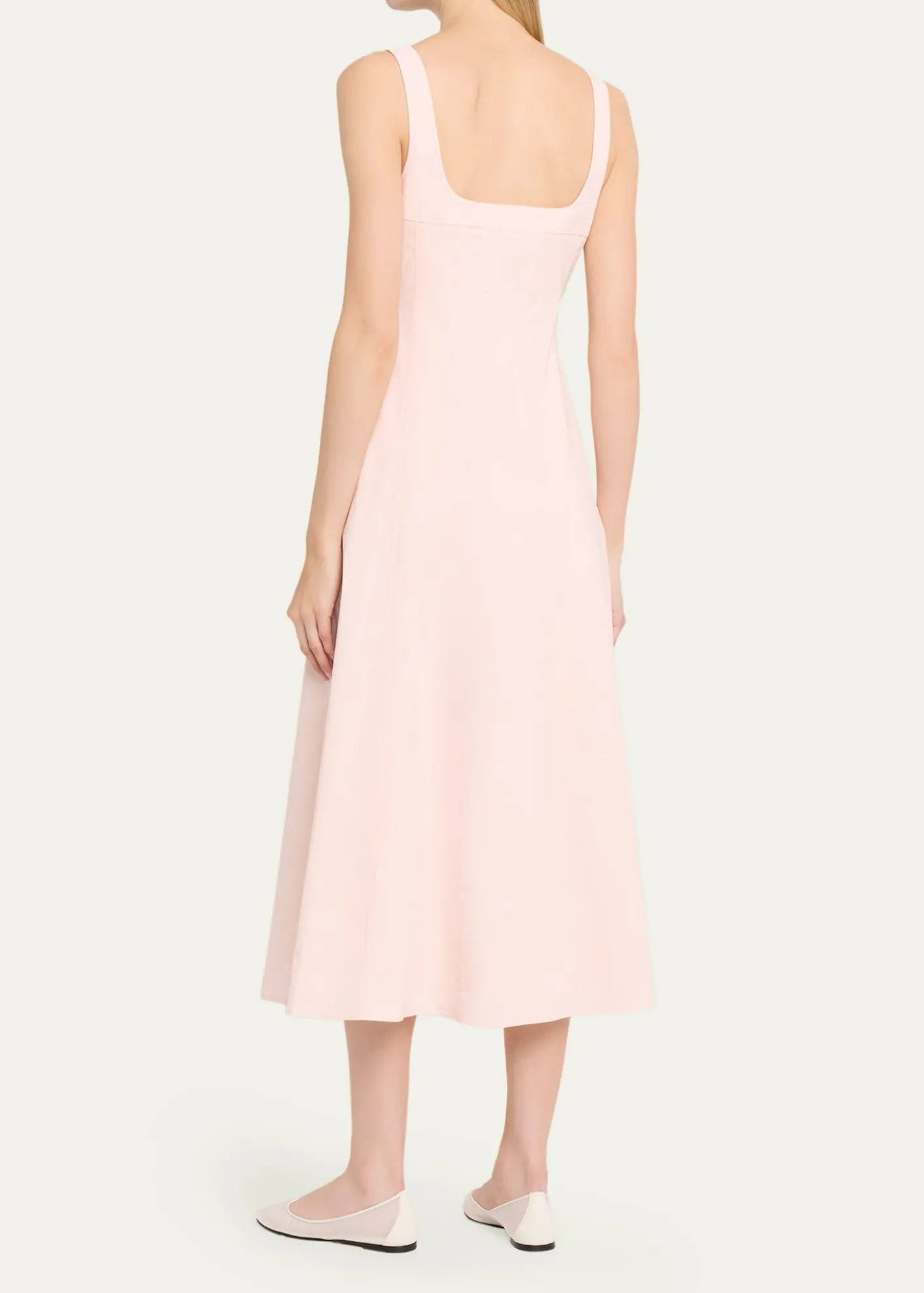 TheorySleeveless Square-Neck Seamed Midi Dress