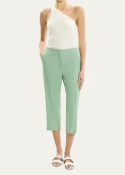 TheorySlit-Cuff Linen-Blend Capri Pants