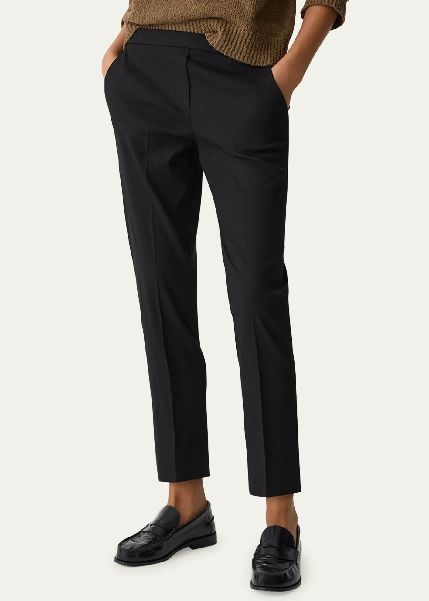 TheoryTreeca Good Linen Cropped Pull-On Ankle Pants