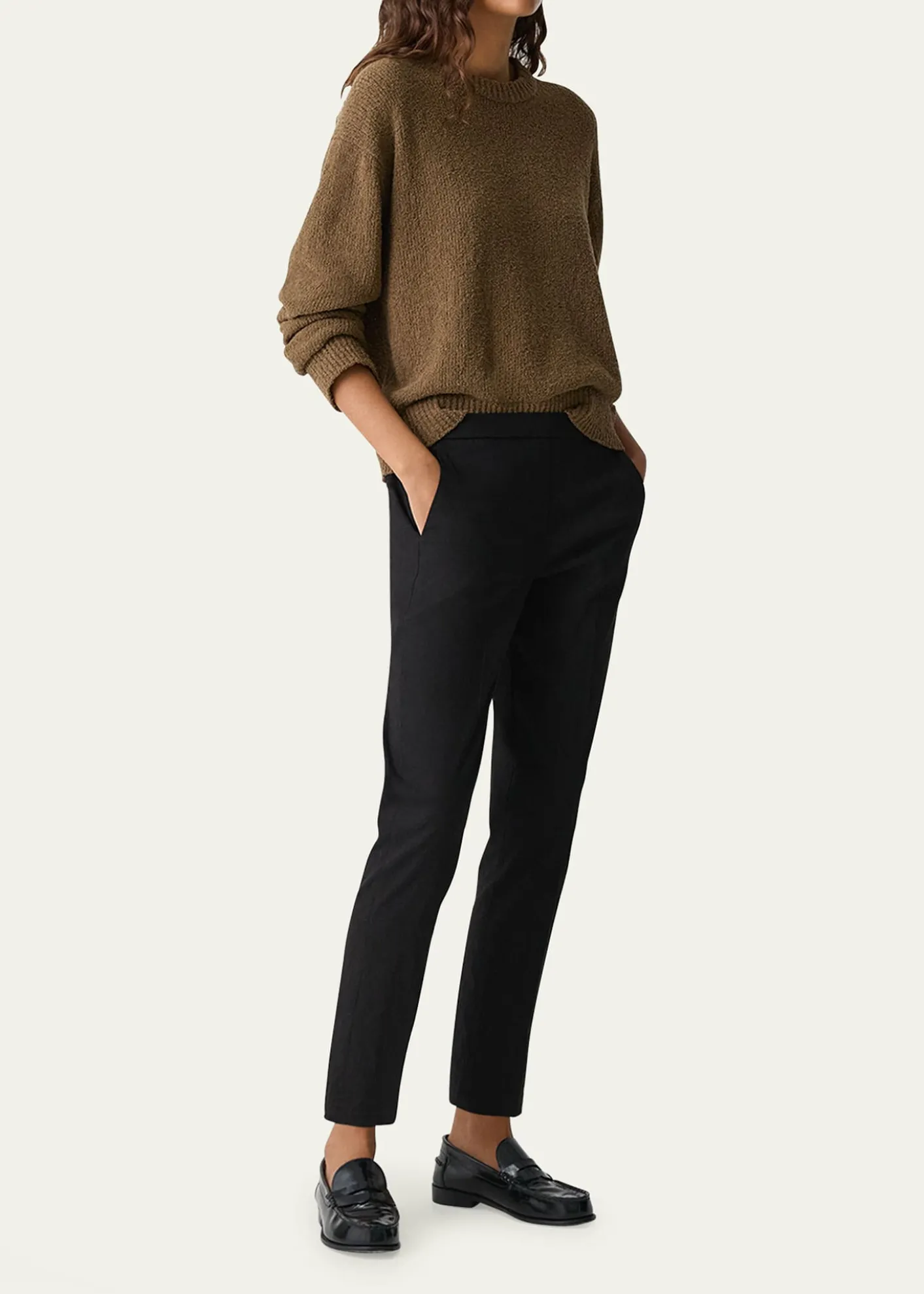 TheoryTreeca Good Linen Cropped Pull-On Ankle Pants