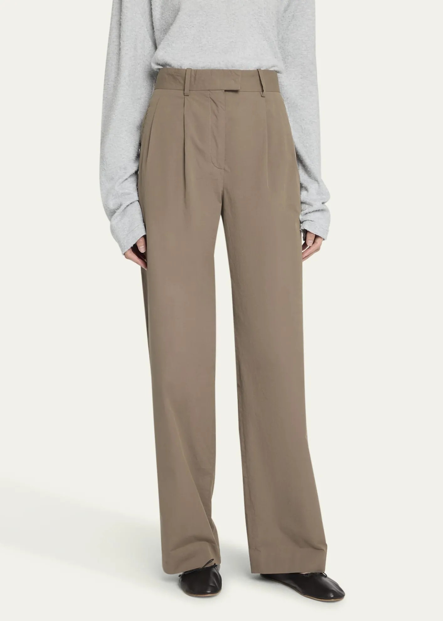 THE ROWAlfidis Double Pleated Straight-Leg Cotton Pants