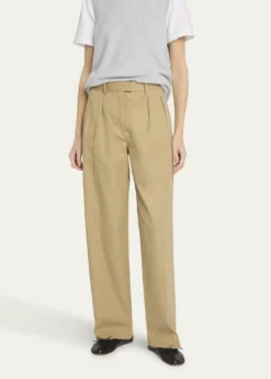 THE ROWAlfidis Pleated Straight-Leg Cotton-Cashmere Pants