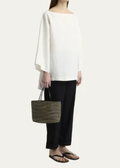 THE ROWBeau Tote Bag in Raffia & Leather