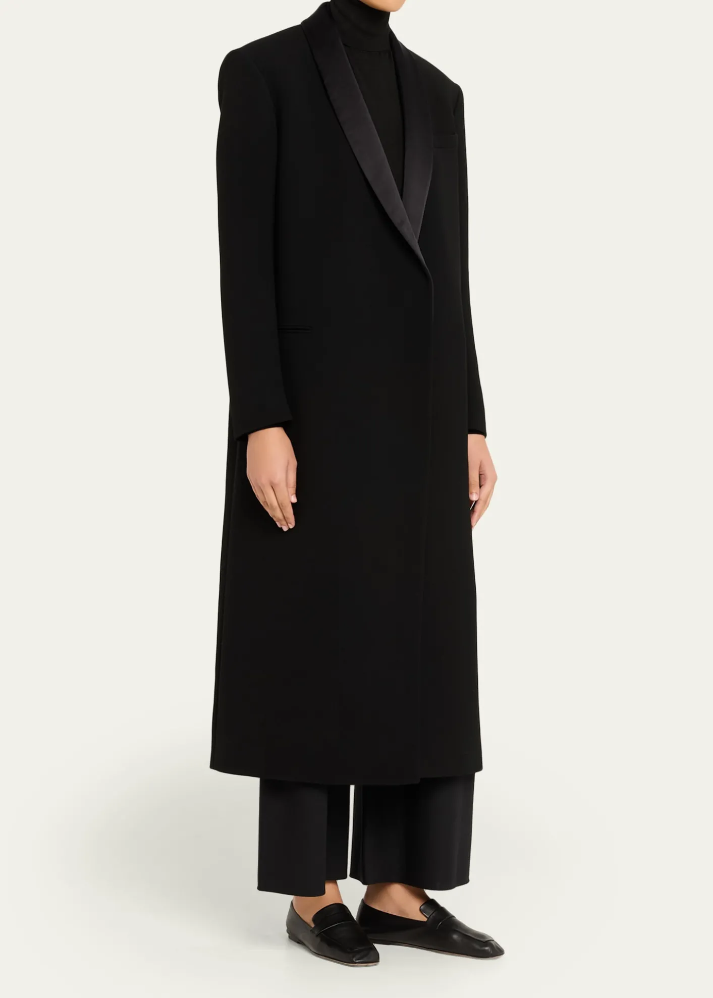THE ROWErdene Single-Breasted Wool Long Coat