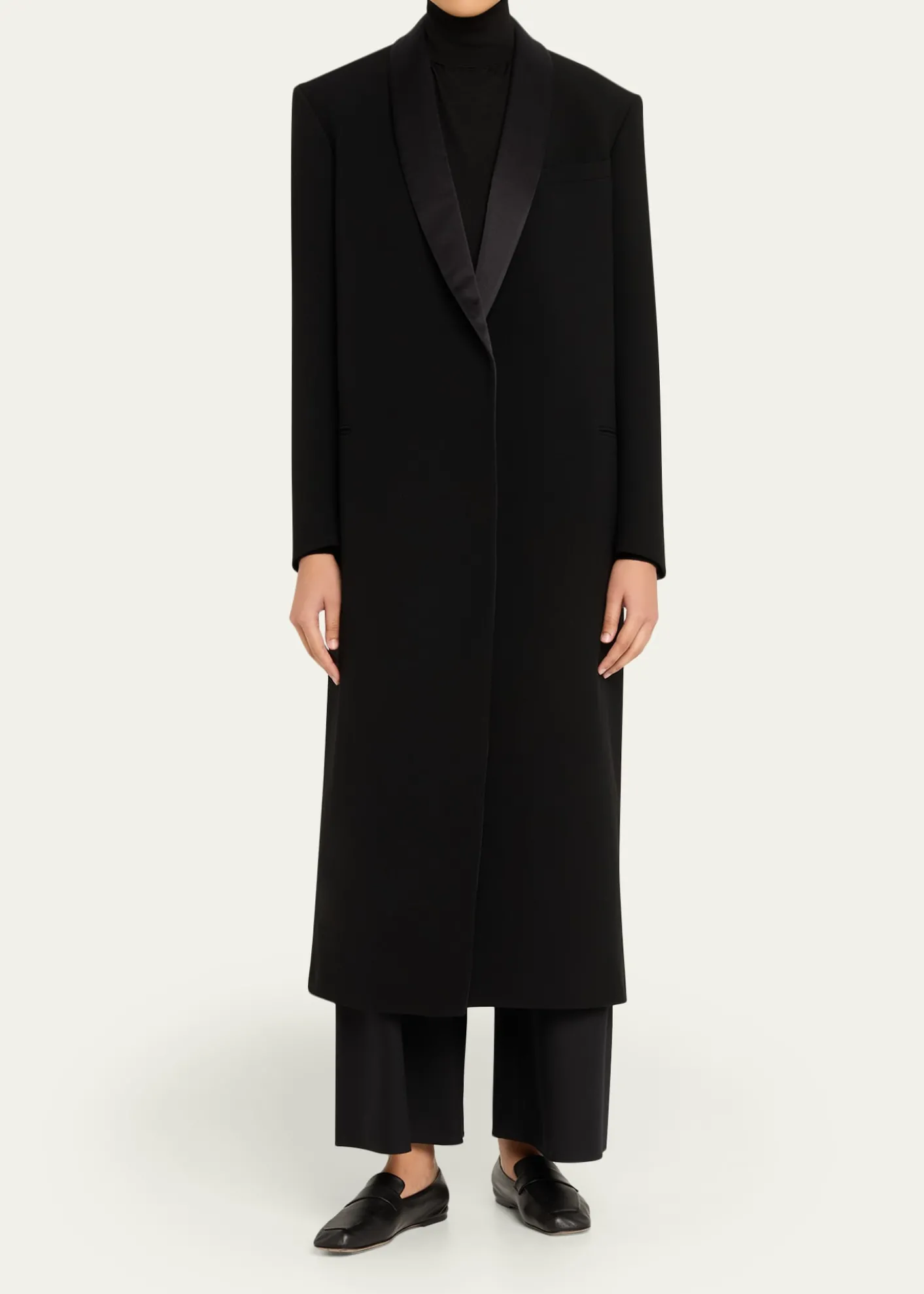 THE ROWErdene Single-Breasted Wool Long Coat