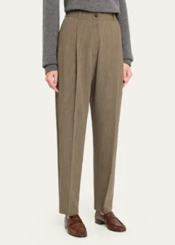 THE ROWGianni Wool Pleated Tapered-Leg Pants