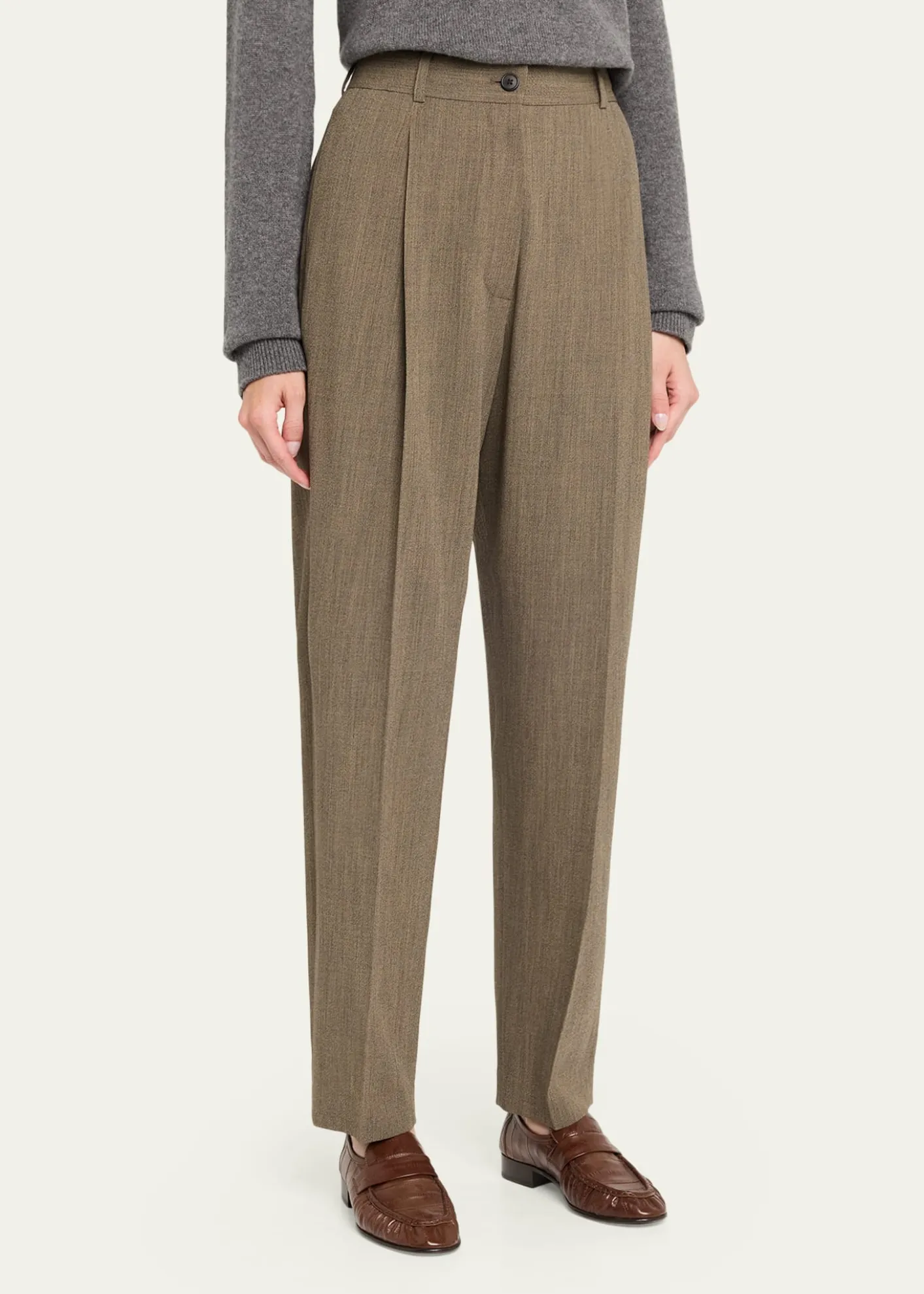 THE ROWGianni Wool Pleated Tapered-Leg Pants