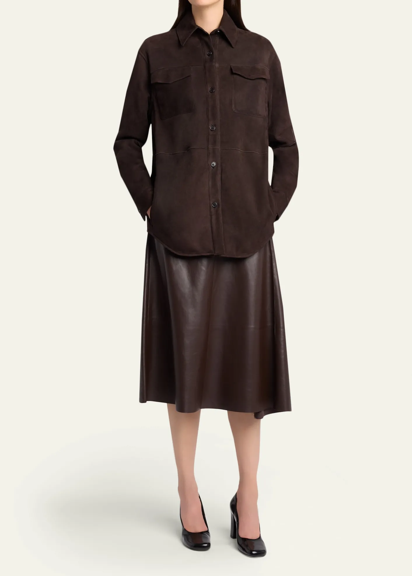 THE ROWHedora Leather Midi Skirt