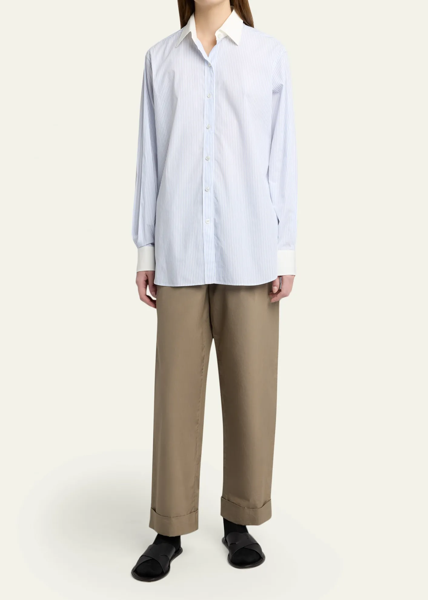 THE ROWHilbert Striped Button-Down Tunic Shirt