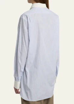 THE ROWHilbert Striped Button-Down Tunic Shirt