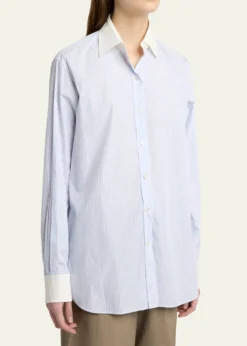 THE ROWHilbert Striped Button-Down Tunic Shirt