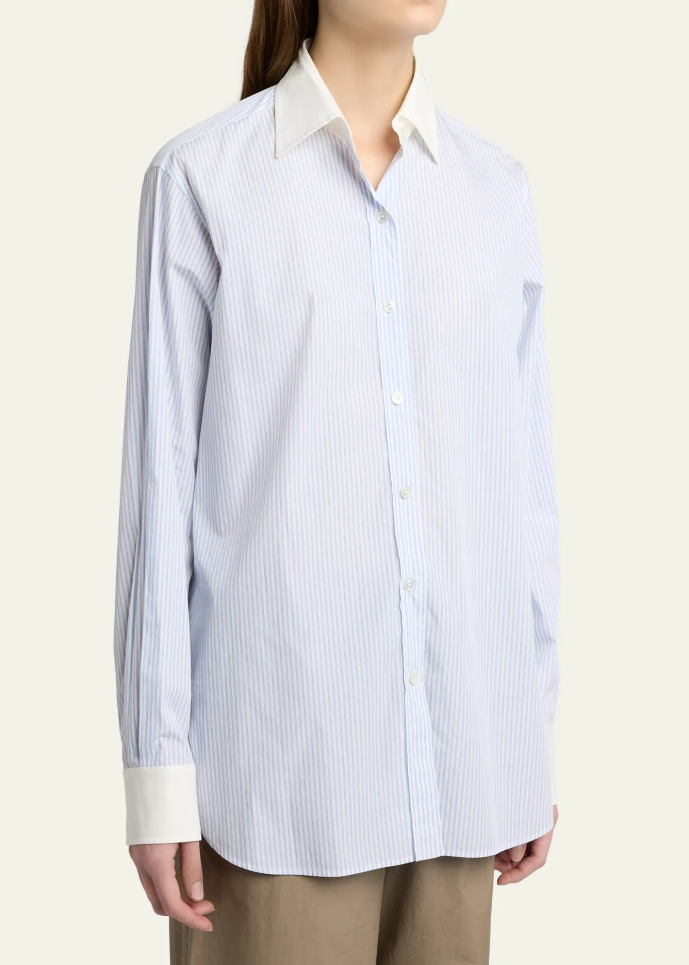 THE ROWHilbert Striped Button-Down Tunic Shirt