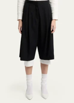 THE ROWKalyan Wide-Leg Wool Gabardine Shorts