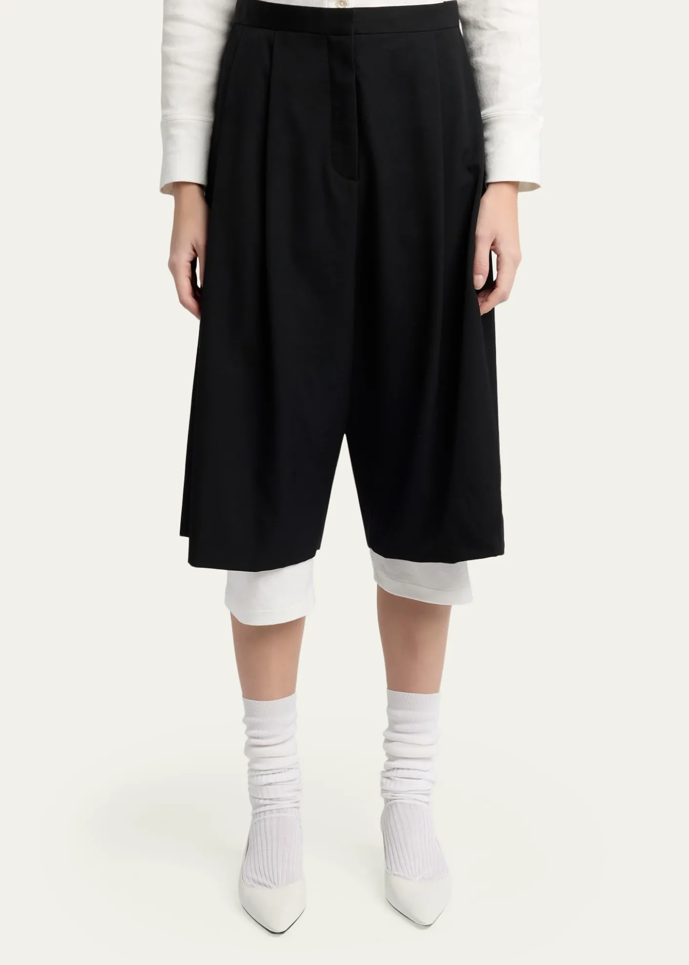 THE ROWKalyan Wide-Leg Wool Gabardine Shorts