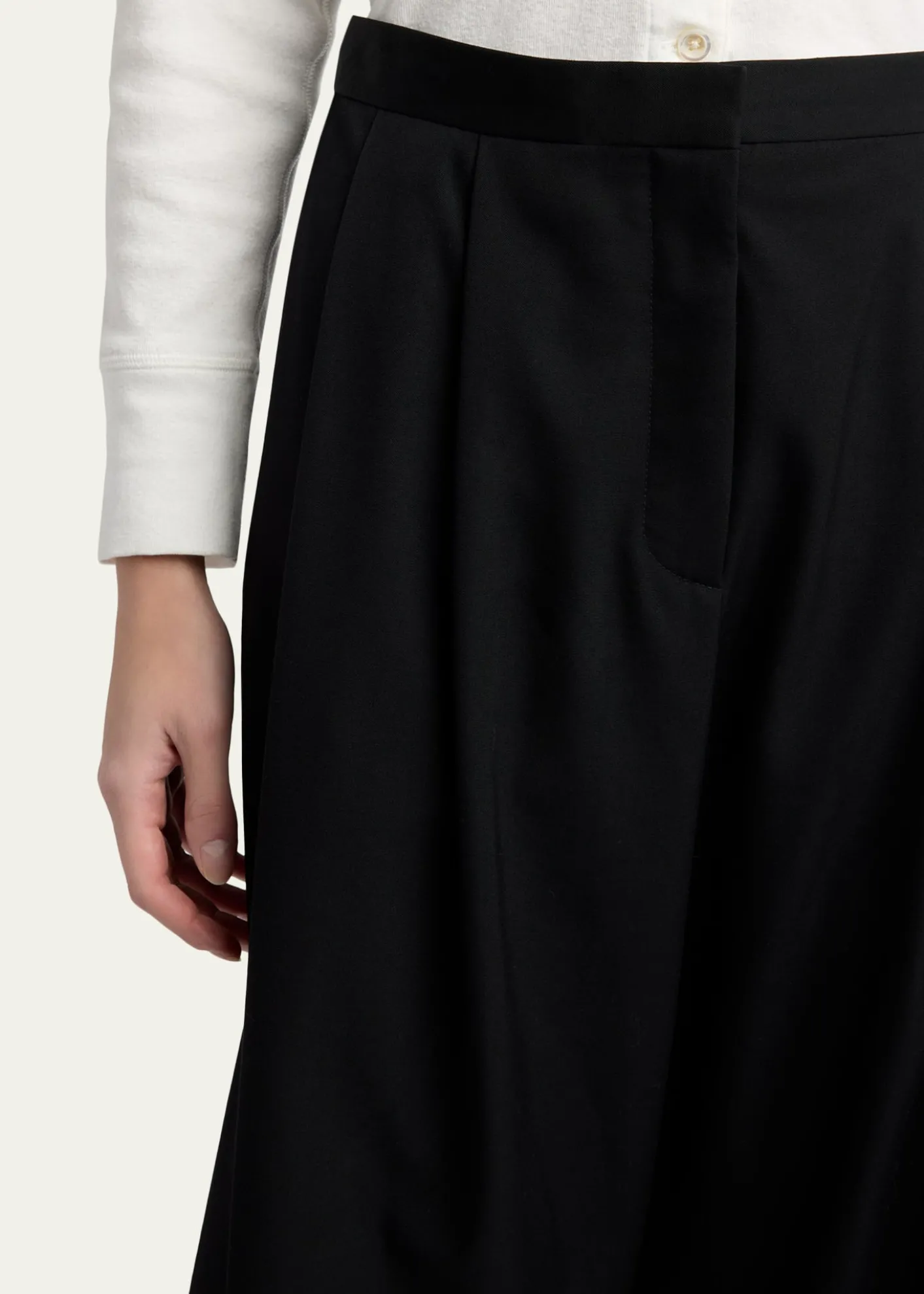 THE ROWKalyan Wide-Leg Wool Gabardine Shorts