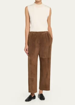 THE ROWKenan Suede Straight-Lag Ankle Pull-On Pants
