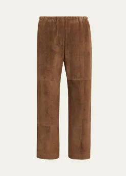 THE ROWKenan Suede Straight-Lag Ankle Pull-On Pants