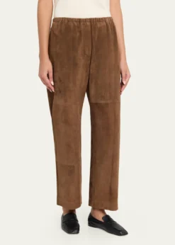 THE ROWKenan Suede Straight-Lag Ankle Pull-On Pants