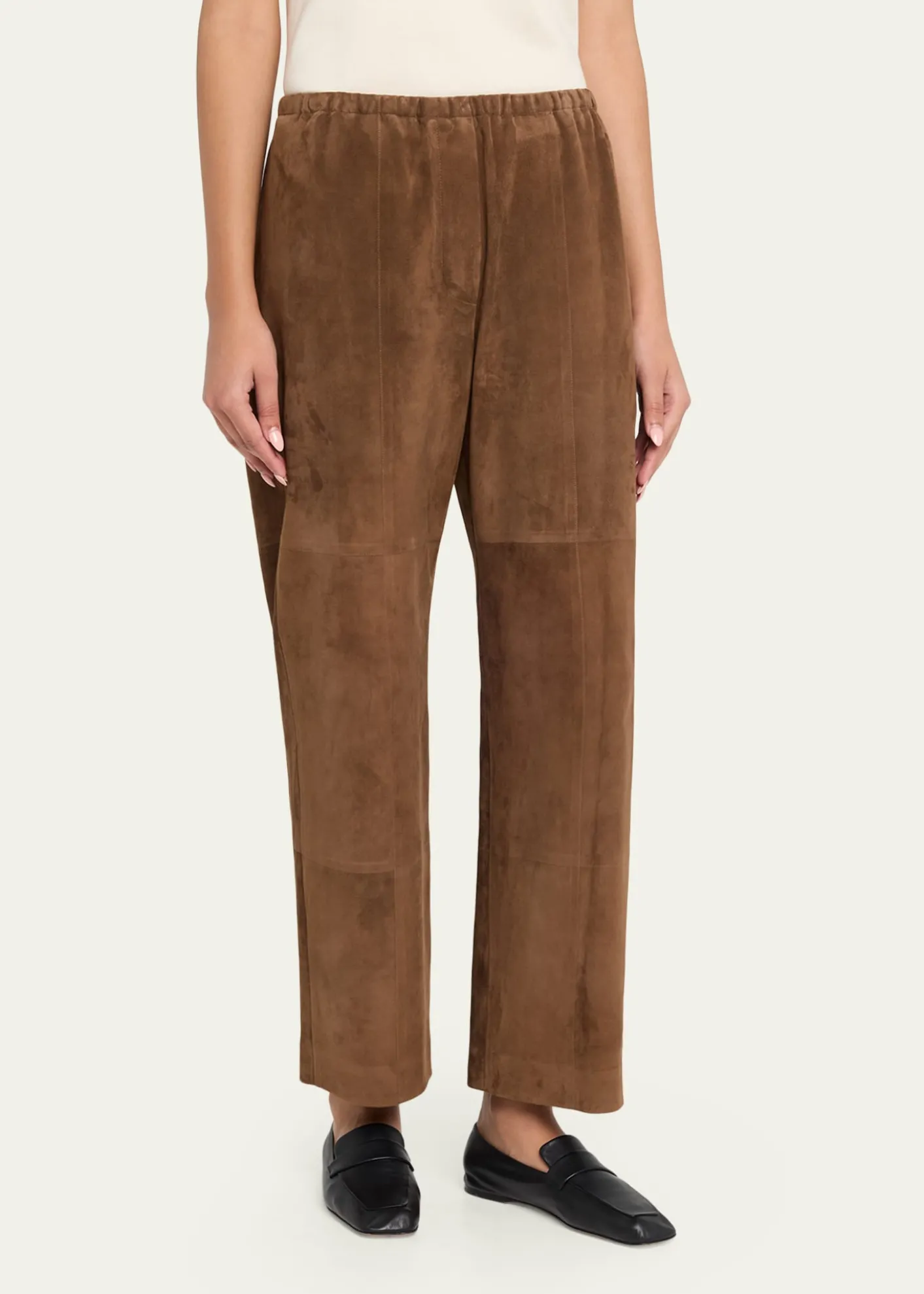 THE ROWKenan Suede Straight-Lag Ankle Pull-On Pants