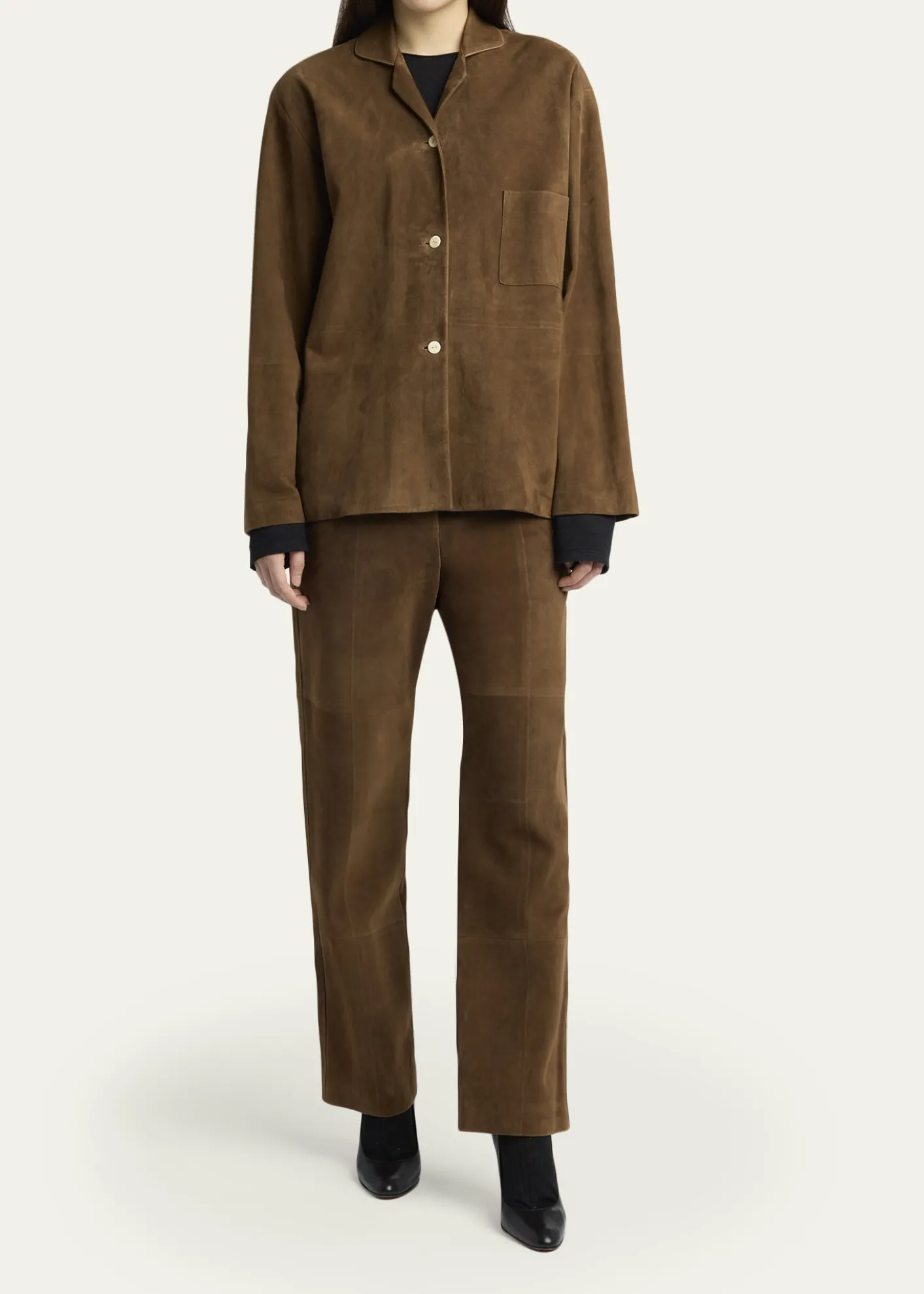 THE ROWKenan Suede Straight-Leg Pull-On Pants