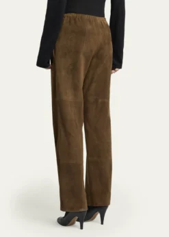 THE ROWKenan Suede Straight-Leg Pull-On Pants