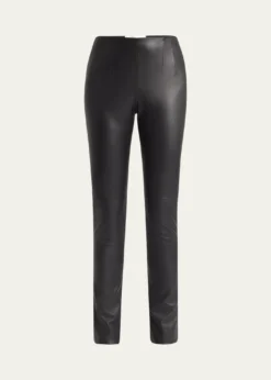 THE ROWLakun Leather Skinny-Leg Slit-Hem Pants