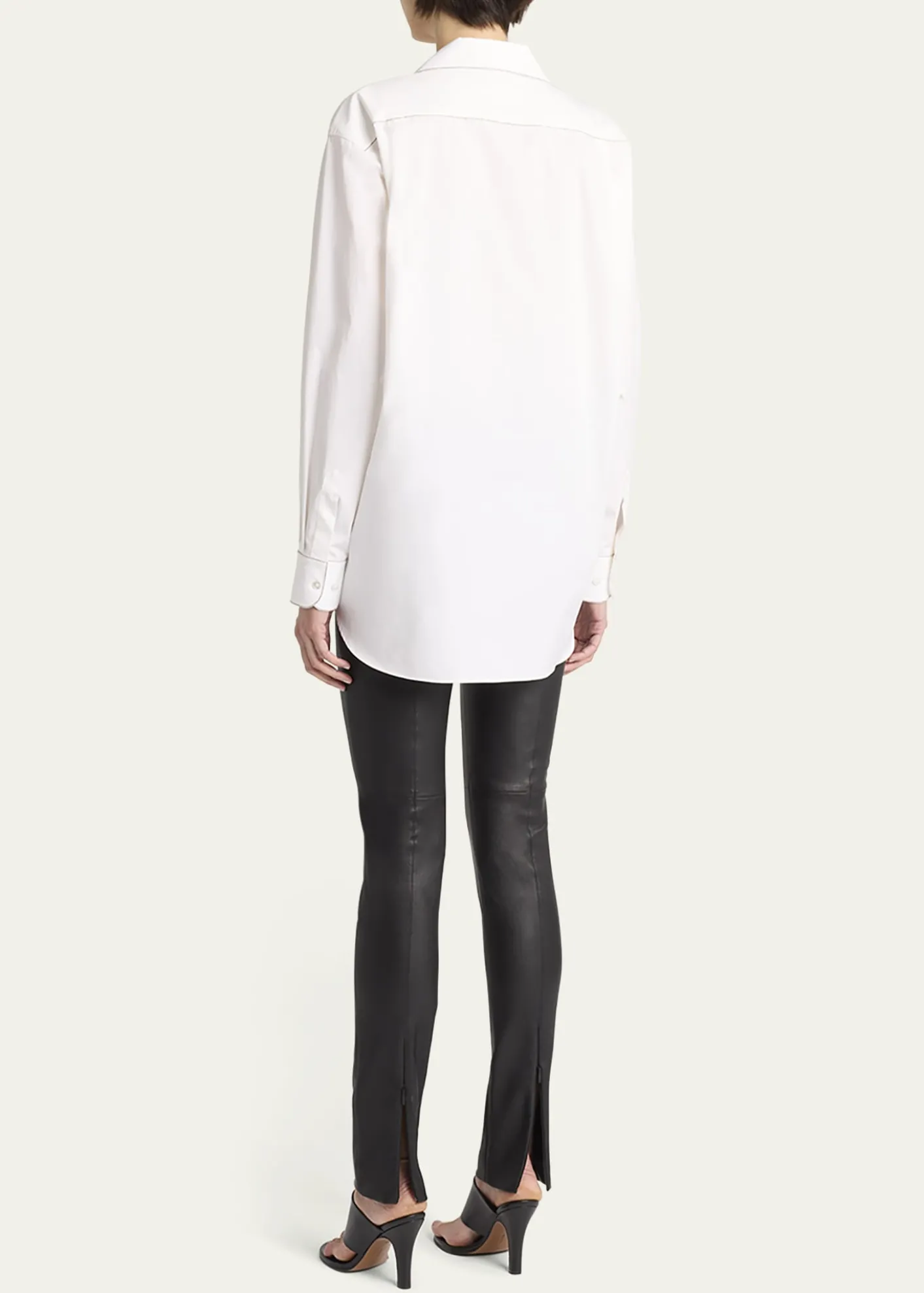 THE ROWLakun Leather Skinny-Leg Slit-Hem Pants