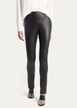 THE ROWLakun Leather Skinny-Leg Slit-Hem Pants
