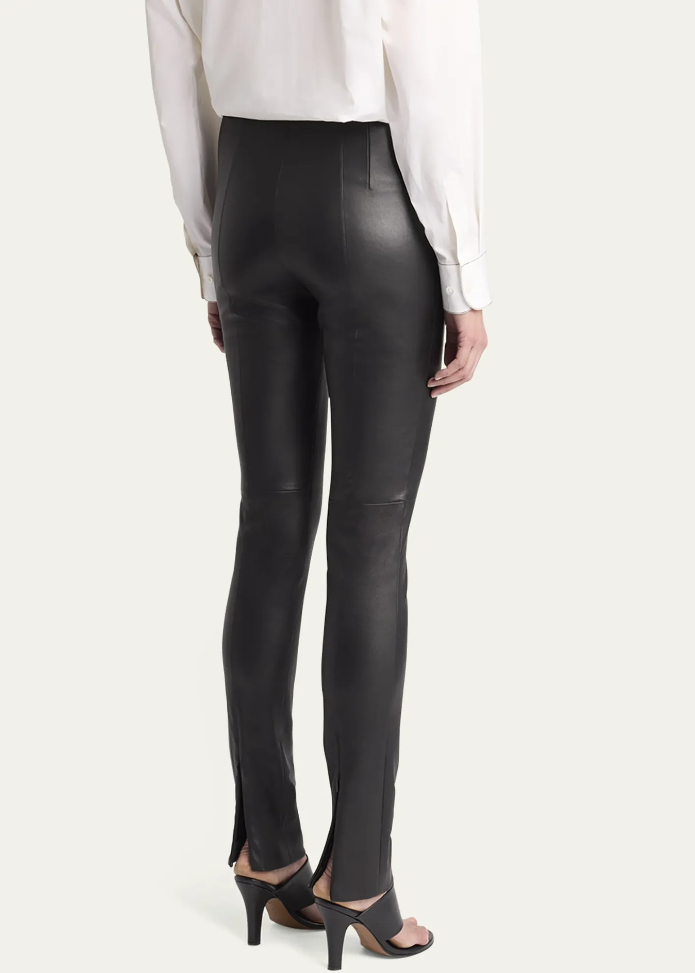 THE ROWLakun Leather Skinny-Leg Slit-Hem Pants