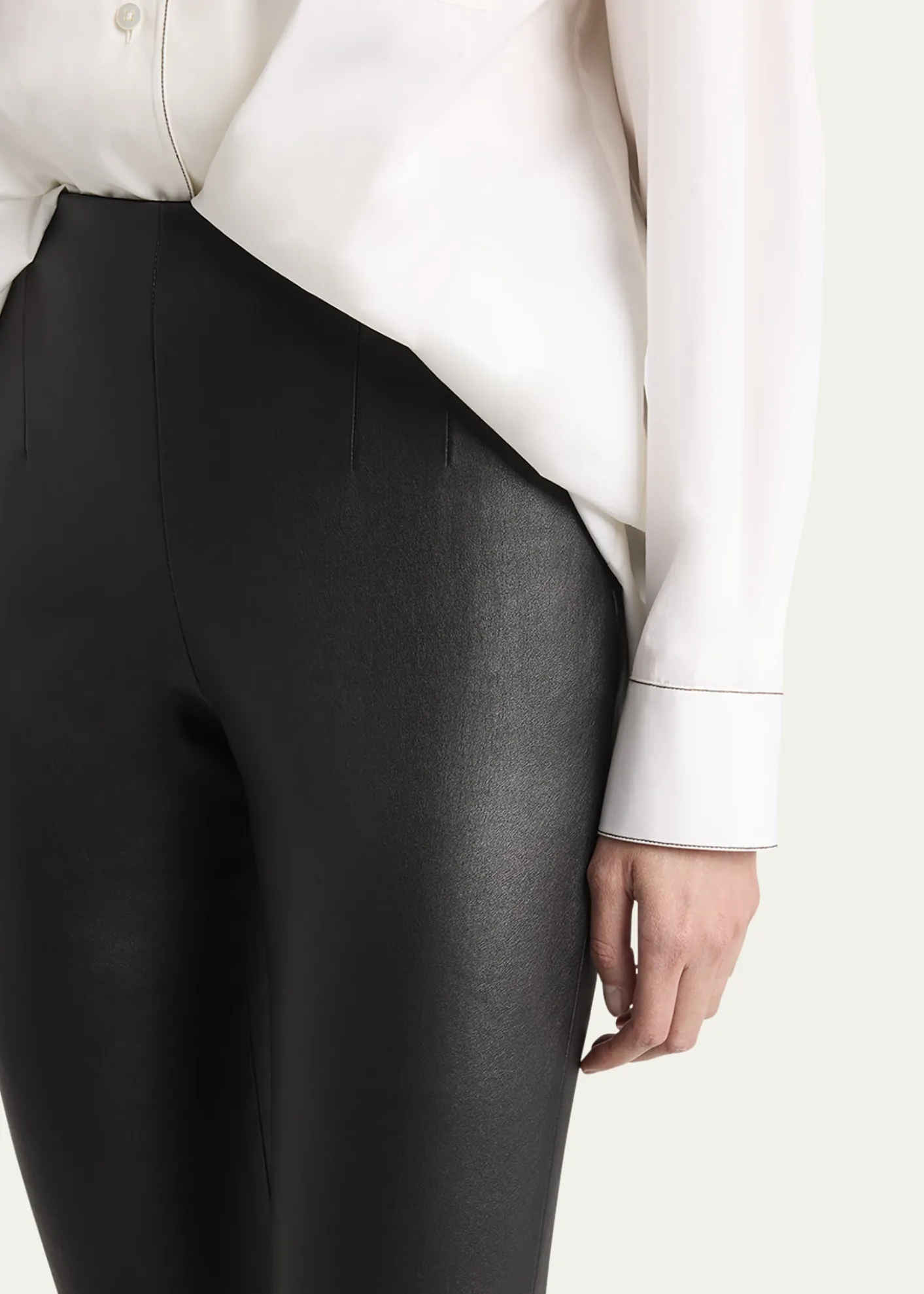 THE ROWLakun Leather Skinny-Leg Slit-Hem Pants