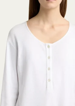 THE ROWLatoya Long-Sleeve Crewneck Cotton Midi Dress